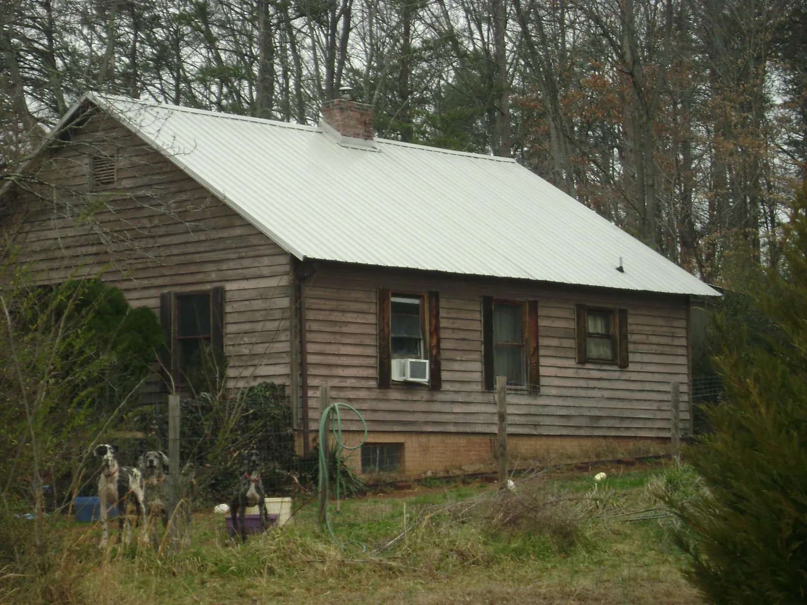 White metal roof on an old wood sided farmhouse, from a Asphalt Shingle Roof Repair job in Port Saint Joe